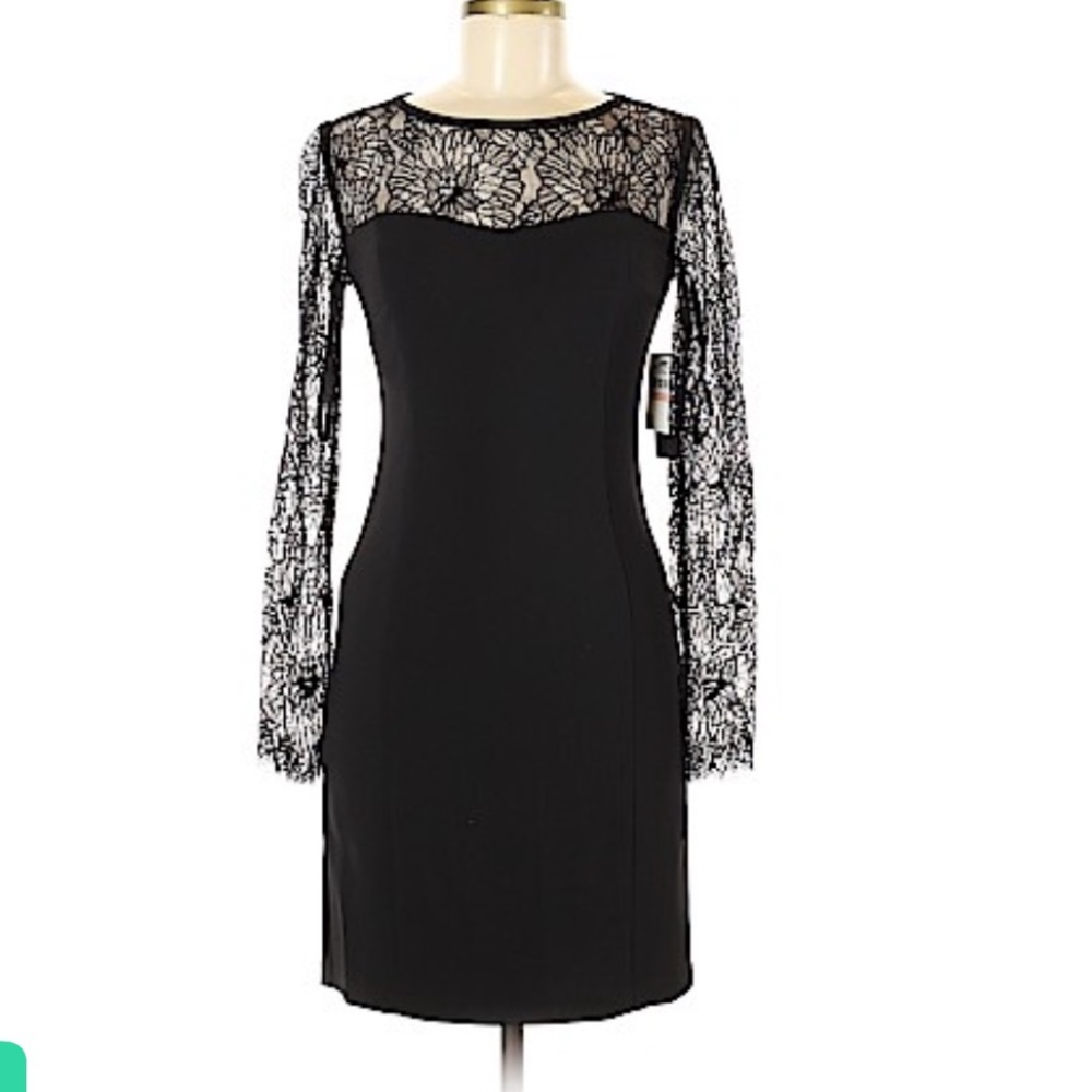 NWT Laundry by Shelli Segal Black Lace Dress Size 2